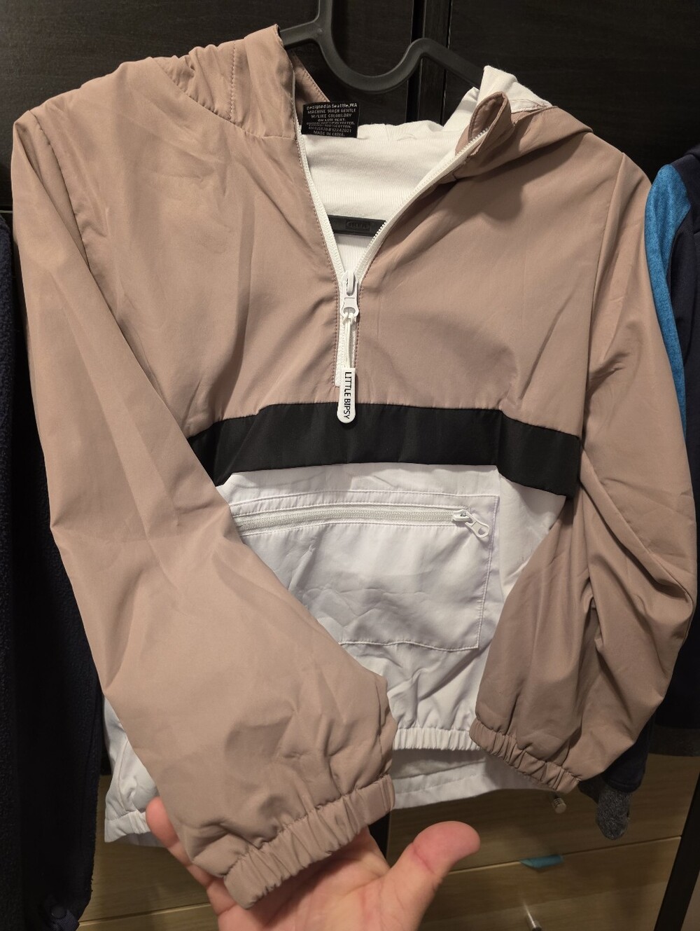 Little Bipsy Pink, White & Black Colorblock Hooded Windbreaker